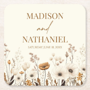 Boho Wildflower Wilde Bloem Bloemen Tuin Bruiloft Kartonnen Onderzetters