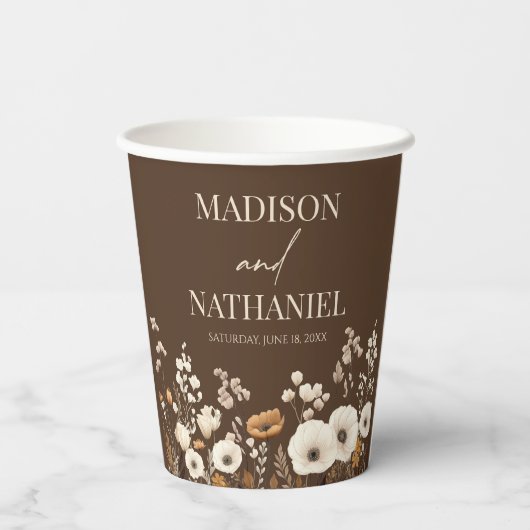 Boho Wildflower Wilde Bloem Bloemen Tuin Bruiloft Papieren Bekers (Achterkant)