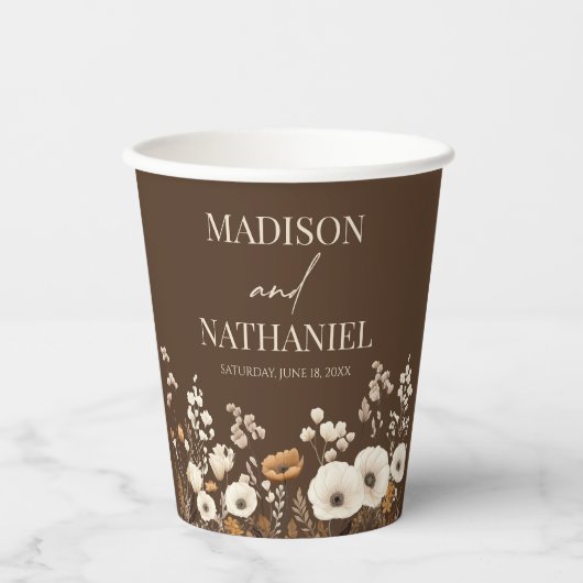 Boho Wildflower Wilde Bloem Bloemen Tuin Bruiloft Papieren Bekers (Voorkant)