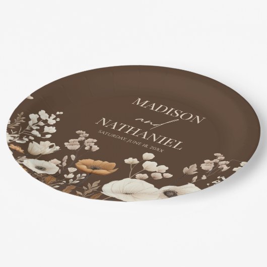 Boho Wildflower Wilde Bloem Bloemen Tuin Bruiloft Papieren Bordje (Gekanteld)