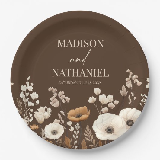 Boho Wildflower Wilde Bloem Bloemen Tuin Bruiloft Papieren Bordje (Voorkant)