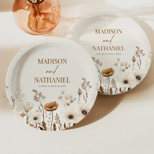 Boho Wildflower Wilde Bloem Bloemen Tuin Bruiloft Papieren Bordje