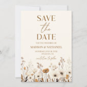 Boho Wildflower Wilde Bloem Bloemen Tuin Bruiloft Save The Date (Voorkant)