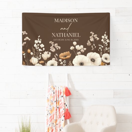 Boho Wildflower Wilde Bloem Bloemen Tuin Bruiloft Spandoek (Insitu)