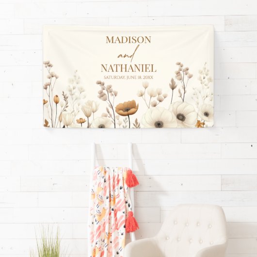 Boho Wildflower Wilde Bloem Bloemen Tuin Bruiloft Spandoek (Insitu)