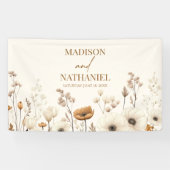 Boho Wildflower Wilde Bloem Bloemen Tuin Bruiloft Spandoek (Horizontaal)