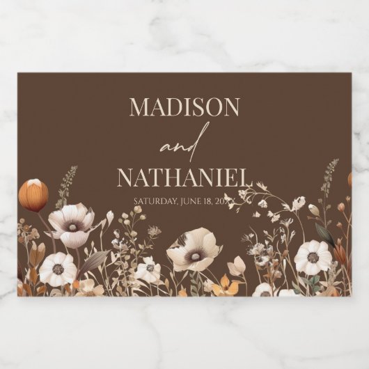 Boho Wildflower Wilde Bloem Bloemen Tuin Bruiloft Sparkling Wijnetiket (Enkel label)