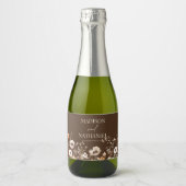 Boho Wildflower Wilde Bloem Bloemen Tuin Bruiloft Sparkling Wijnetiket (Voorkant)