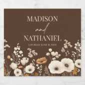 Boho Wildflower Wilde Bloem Bloemen Tuin Bruiloft Sparkling Wijnetiket (Enkel label)