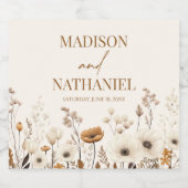 Boho Wildflower Wilde Bloem Bloemen Tuin Bruiloft Sparkling Wijnetiket (Enkel label)