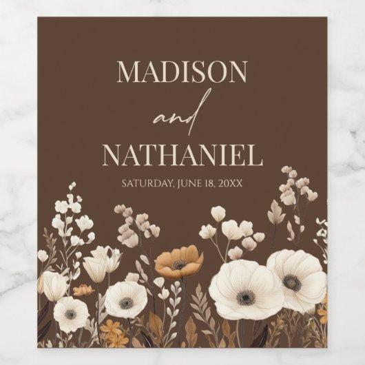 Boho Wildflower Wilde Bloem Bloemen Tuin Bruiloft Wijn Etiket (Enkel label)