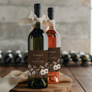 Boho Wildflower Wilde Bloem Bloemen Tuin Bruiloft Wijn Etiket