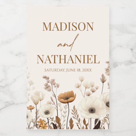 Boho Wildflower Wilde Bloem Bloemen Tuin Bruiloft Wijn Etiket (Enkel label)