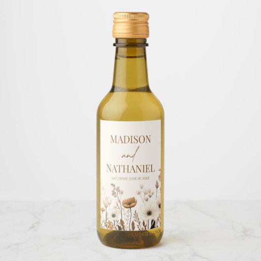 Boho Wildflower Wilde Bloem Bloemen Tuin Bruiloft Wijn Etiket (Voorkant)