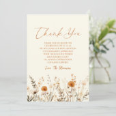Boho Wildflower Wilde Bloemen Floral Baby shower Bedankkaart (Staand voorkant)