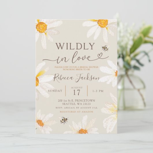 Boho Wildflower Wildly in Love Vrijgezellenfeest Kaart (Staand voorkant)