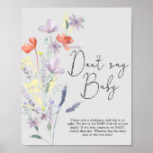 Boho Wildflower - Zeg geen baby Poster (Voorkant)