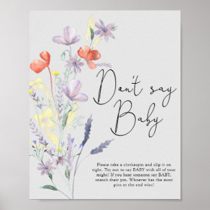 Boho Wildflower - Zeg geen baby Poster