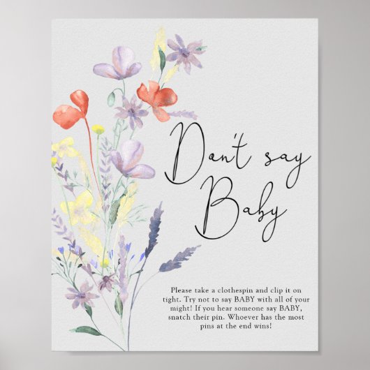Boho Wildflower - Zeg geen baby Poster (Voorkant)