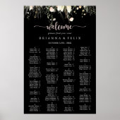 Boho Wildflower Zwart Alfabetisch Zitplaatskaart Poster (Voorkant)