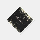 Boho Wildflower Zwart Baby shower servetten (Hoek)