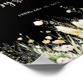 Boho Wildflower Zwart Baby shower Welkom Poster (Hoek)