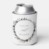 Boho Wildflower Zwart Bruin Herfst Krans Bruiloft Blikjeskoeler (Blikje Voorkant)