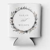 Boho Wildflower Zwart Bruin Herfst Krans Bruiloft Blikjeskoeler (Voorkant)