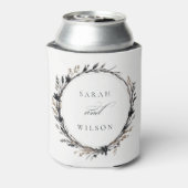 Boho Wildflower Zwart Bruin Herfst Krans Bruiloft Blikjeskoeler (Blikje Achterkant)