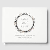 Boho Wildflower Zwart Bruin Herfst Krans Bruiloft Gastenboek (Voorkant)