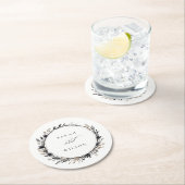 Boho Wildflower Zwart Bruin Herfst Krans Bruiloft Ronde Kartonnen Onderzetter (Insitu)