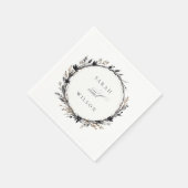 Boho Wildflower Zwart Bruin Herfst Krans Bruiloft Servet (Hoek)