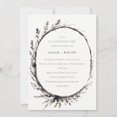 Boho Wildflower Zwart Bruin Herfst Krans Verloving Kaart (Voorkant)