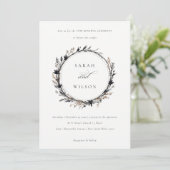 Boho Wildflower Zwart Herfst krans gelofte Vernieu Kaart (Staand voorkant)