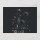 Boho Wildflower Zwart Herfst Krans Trouwdetail Informatiekaartje (Achterkant)