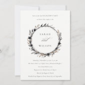 Boho Wildflower Zwart Herfst Krans Verloving Kaart (Voorkant)