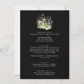Boho Wildflower Zwart voor & achter bruiloft Kaart (Achterkant)