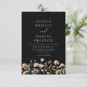 Boho Wildflower Zwart Wit Foto Tuin Trouwen Kaart (Staand voorkant)