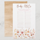 Boho Wildflowers ABC Baby shower Game (Voorkant / Achterkant)