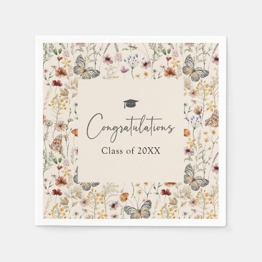 Boho Wildflowers Afstuderen Servet (Voorkant)