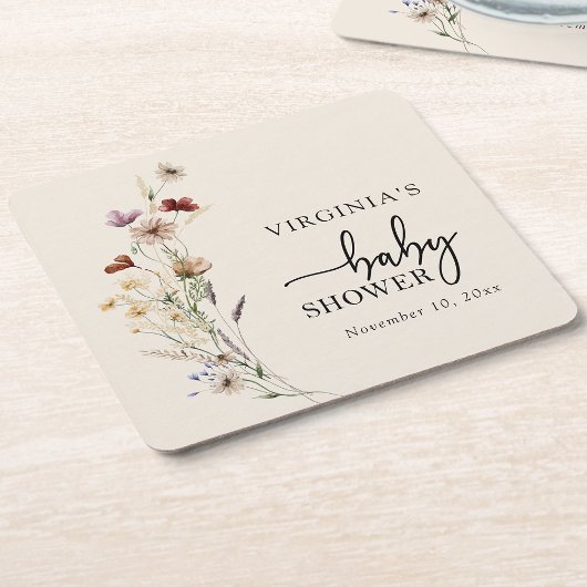 Boho Wildflowers Baby Borreldeksels Kartonnen Onderzetters