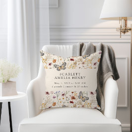 Boho Wildflowers Baby Geboorte Statistieken Kussen