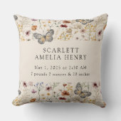 Boho Wildflowers Baby Geboortestatistieken Kussen (Voorkant)