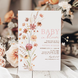 Boho Wildflowers Baby in Bloom Baby shower Kaart