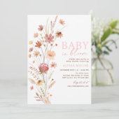 Boho Wildflowers Baby in Bloom Baby shower Kaart (Staand voorkant)