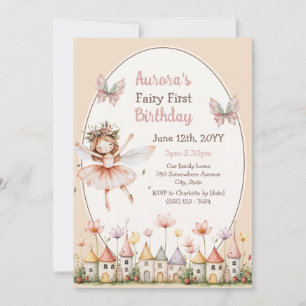 Boho Wildflowers baby meisje Fee Eerste verjaardag Kaart