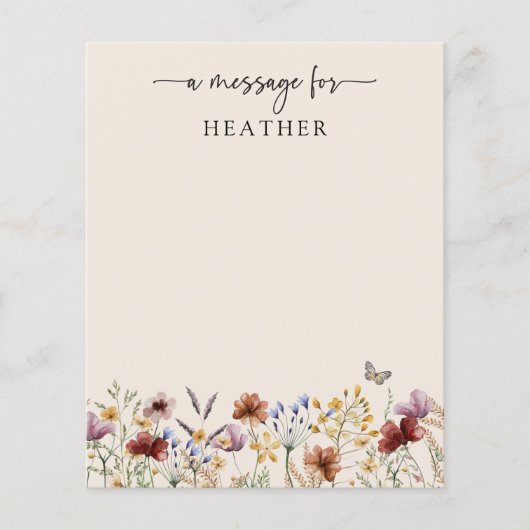 Boho Wildflowers Baby shower Bericht Kaart (Voorkant)