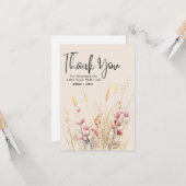 Boho Wildflowers Baby shower Dank je kaart (Voorkant / Achterkant in situ)