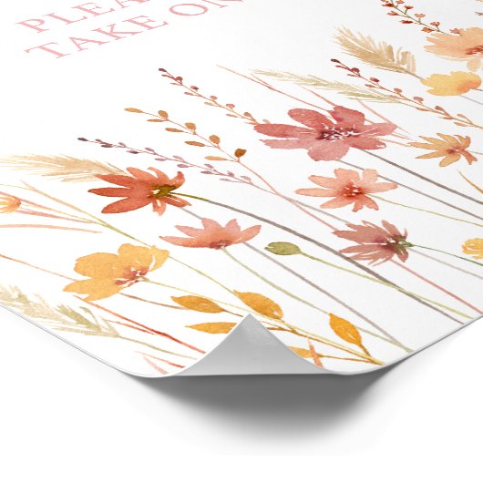 Boho Wildflowers Baby shower Favors Sign Poster (Hoek)