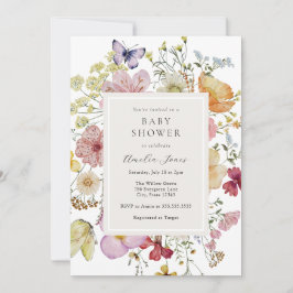Boho Wildflowers Baby shower Kaart